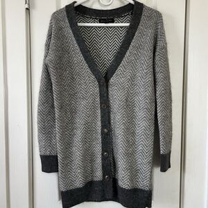 Banana Republic Herringbone Cardigan Grey Mohair Wool Size XS
